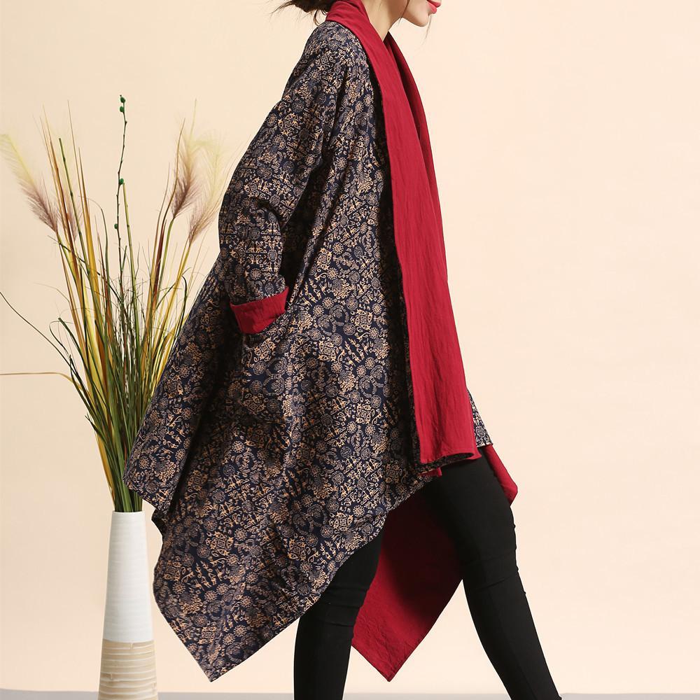 Red Reversible Cotton Linen Cardigan