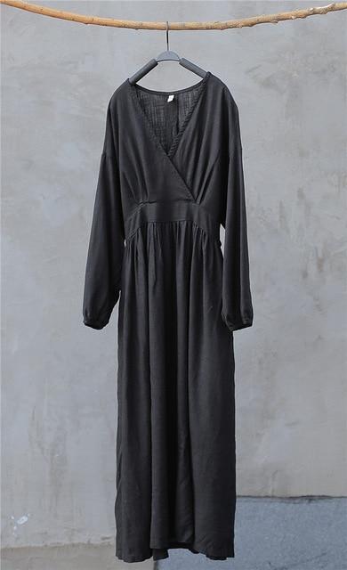 Empire Waist Cotton Linen Casual Dress | Zen