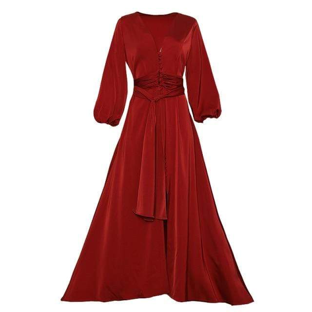 Boho Lantern Sleeve Red Dress | Mandala