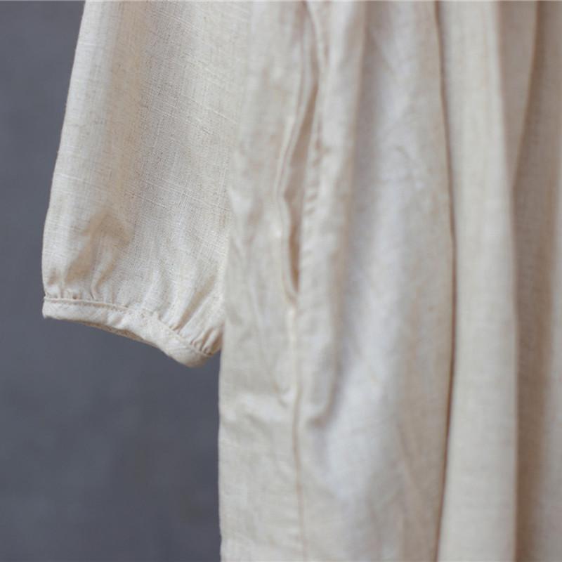 Empire Waist Cotton Linen Casual Dress | Zen
