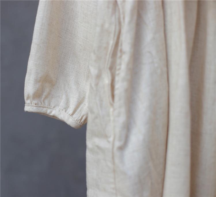 Empire Waist Cotton Linen Casual Dress | Zen