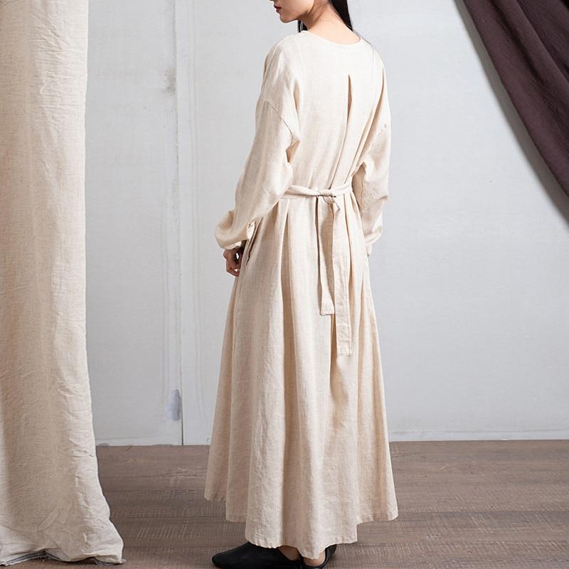 Empire Waist Cotton Linen Casual Dress | Zen
