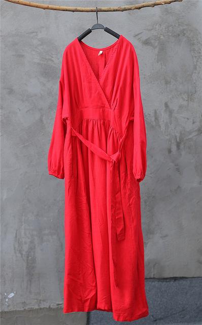 Empire Waist Cotton Linen Casual Dress | Zen