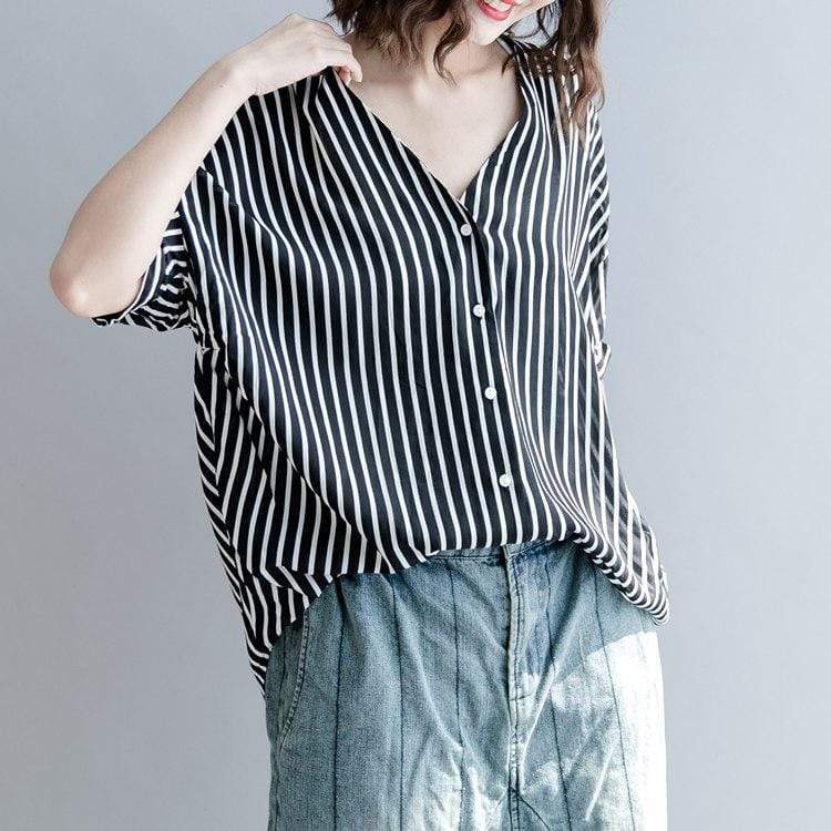 Black and White Striped Blouse