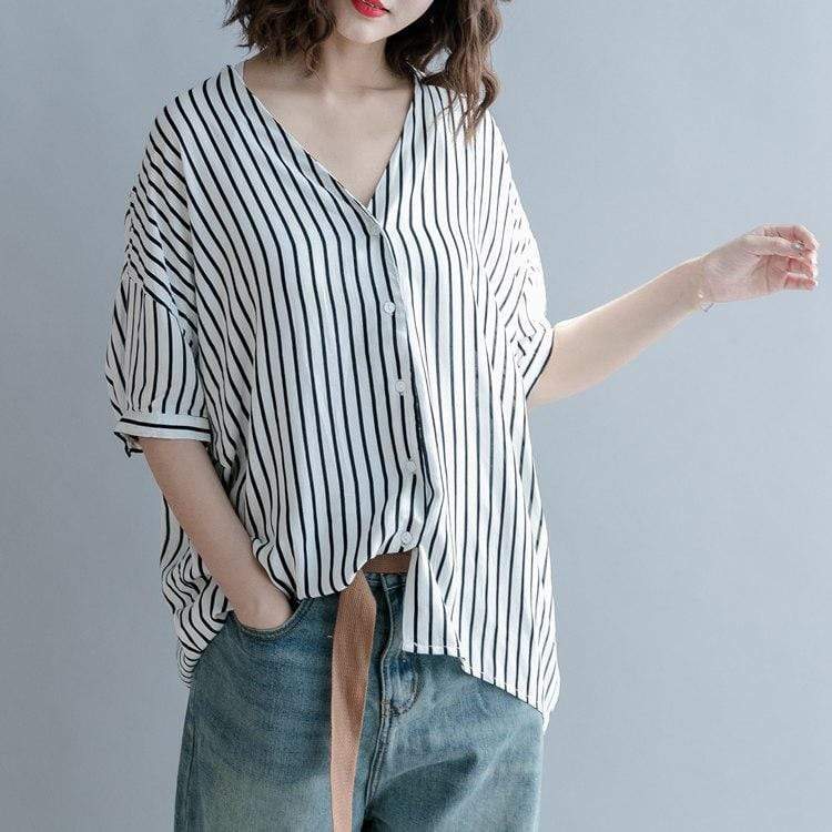 Black and White Striped Blouse