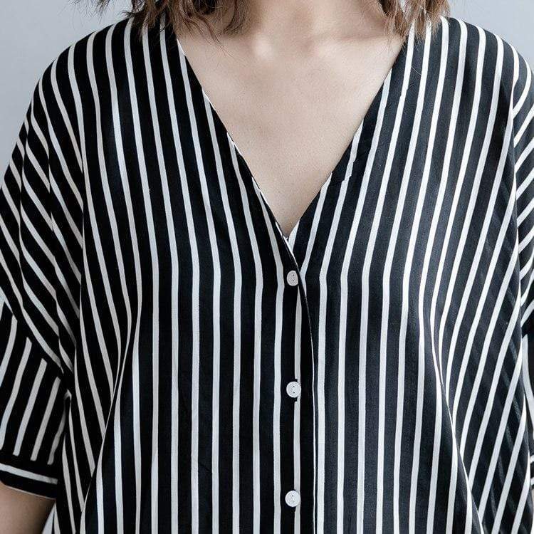 Black and White Striped Blouse