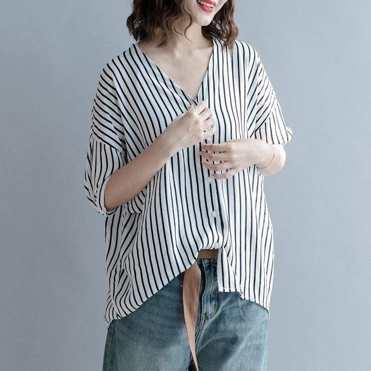 Black and White Striped Blouse