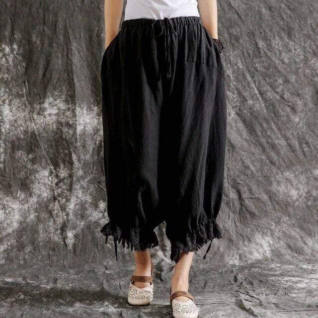 Zen Cotton Linen Fringed Pants | Zen