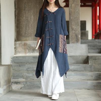 Chinese Style Draped Linen Shirt  | Zen