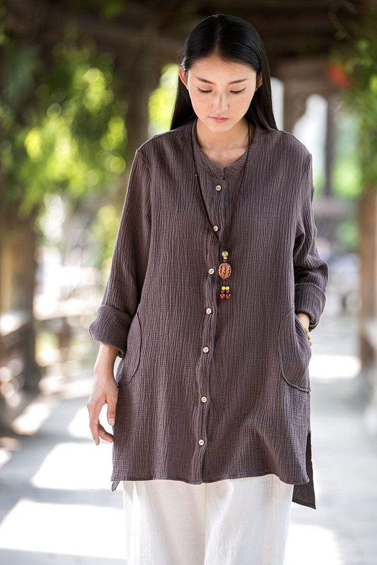 Button up Cotton and Linen Shirt  | Zen