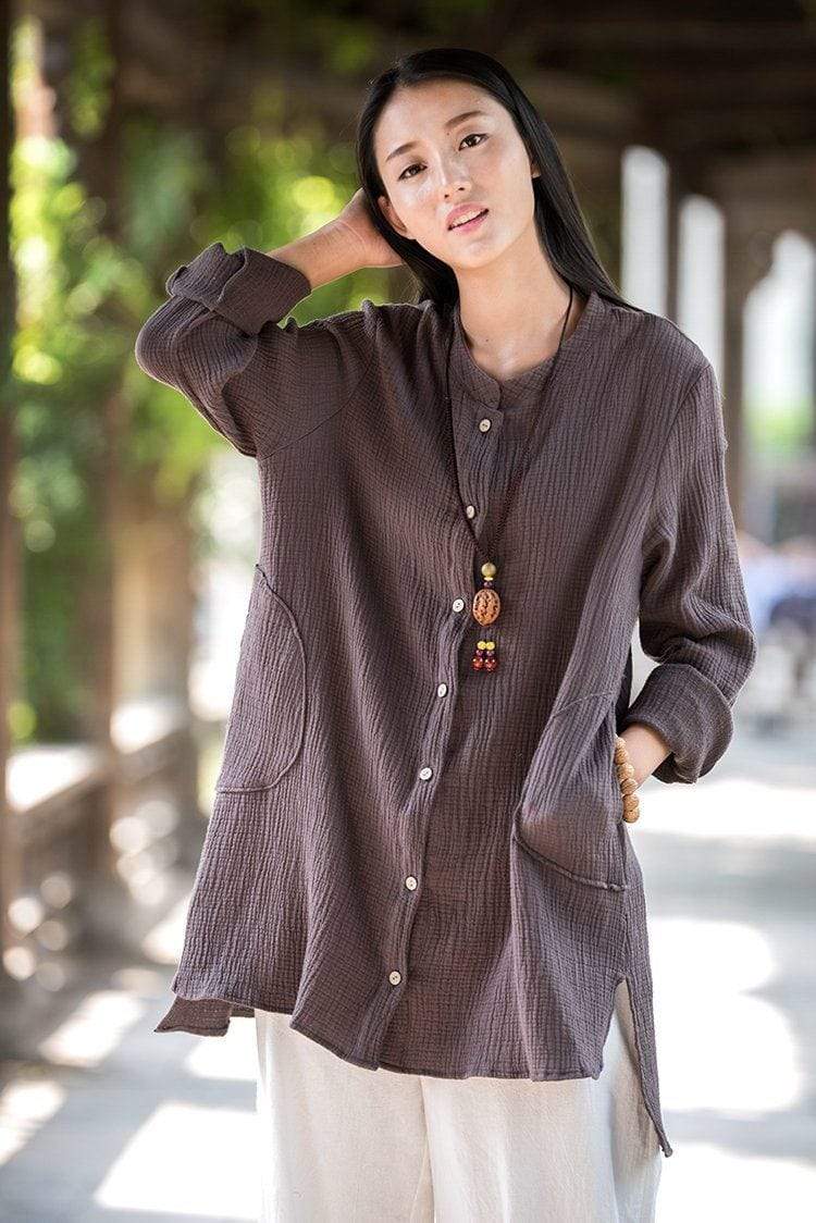 Button up Cotton and Linen Shirt  | Zen