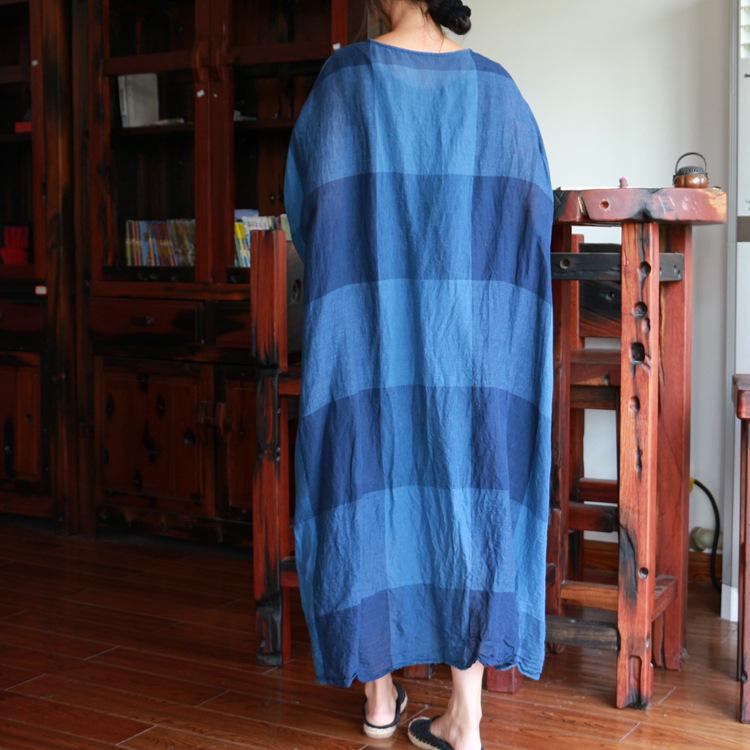 Batwing Sleeve Long Plaid Cardigan