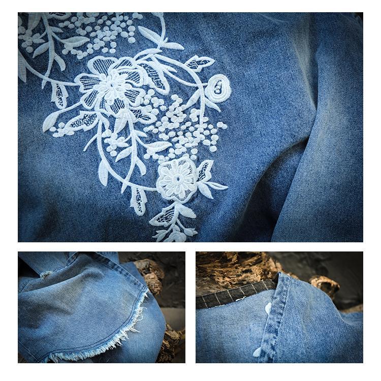 Embroidered Denim Cardigan