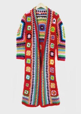 100% Wool Handmade Hippie Cardigan