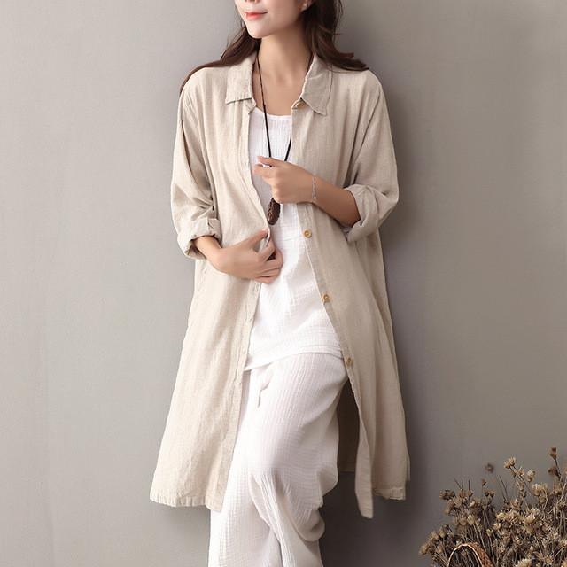 Beige Buttoned Up Linen Shirt | Zen