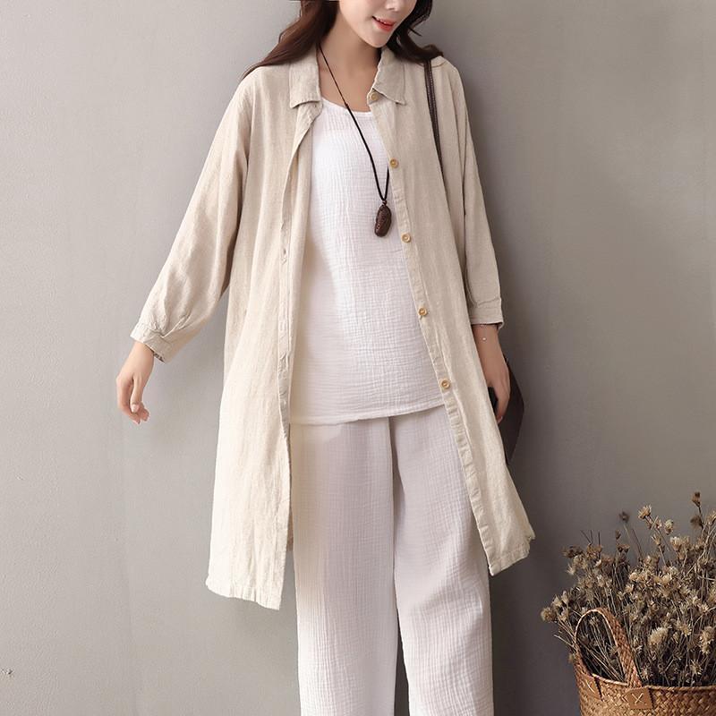 Beige Buttoned Up Linen Shirt | Zen