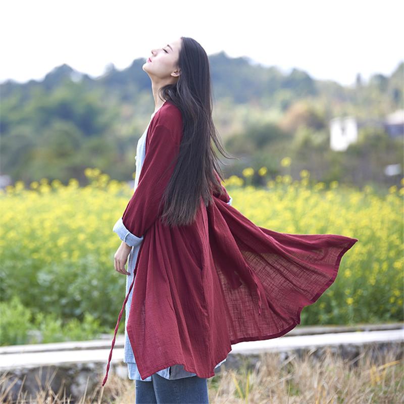 Zen Cotton Linen Long Cardigan  | Zen