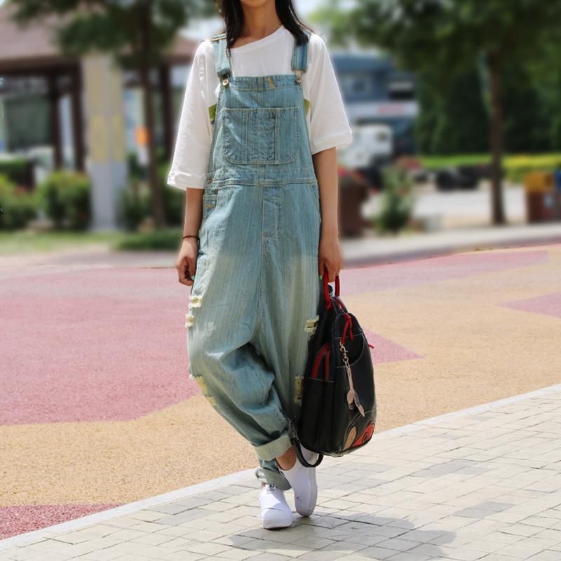 Casual Ripped Denim Overall