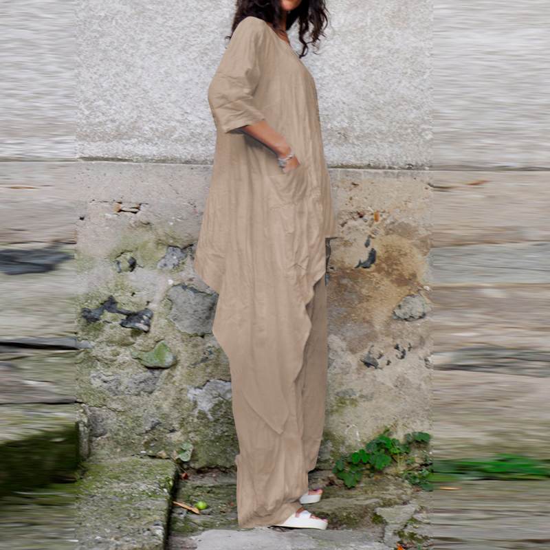 Celmia Long Asymmetrical Shirt + Pants Set