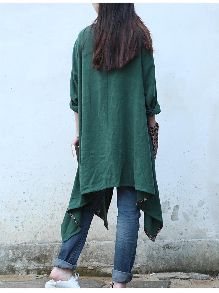 Chinese Style Draped Linen Shirt  | Zen