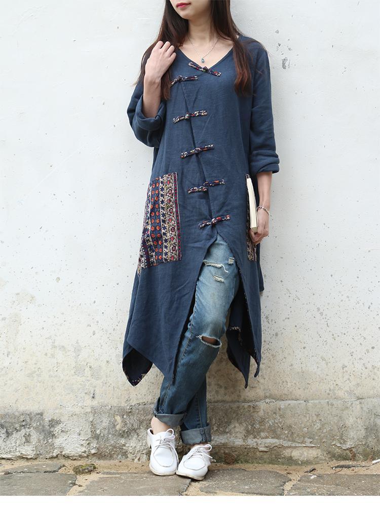 Chinese Style Draped Linen Shirt  | Zen