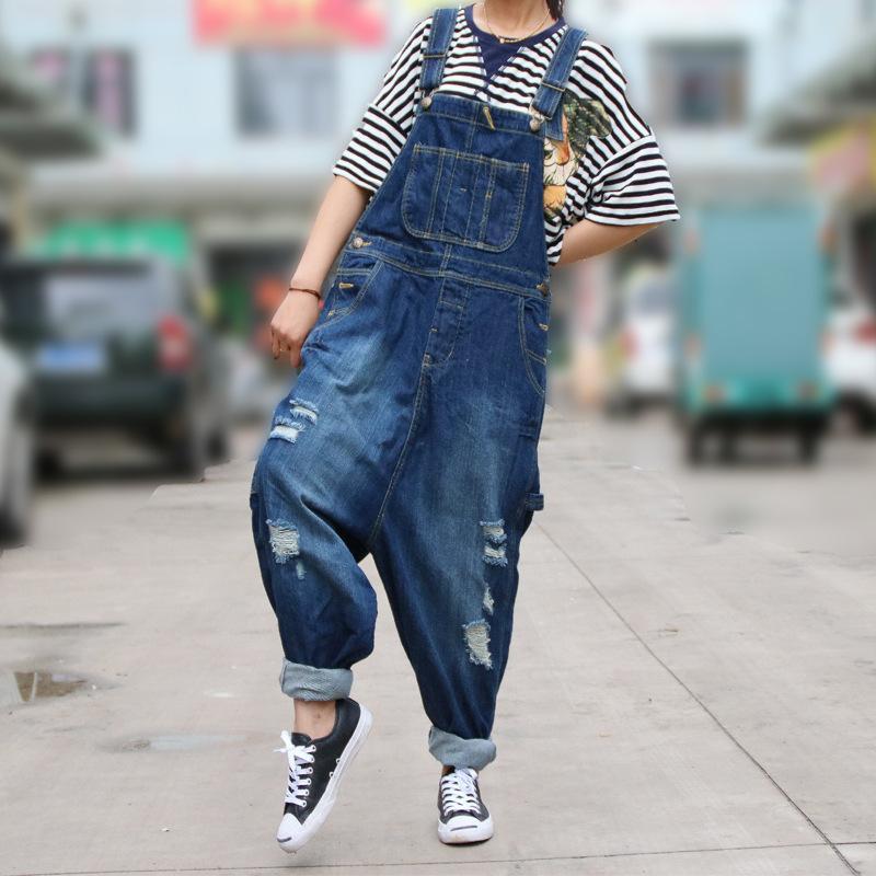 Casual Ripped Denim Overall