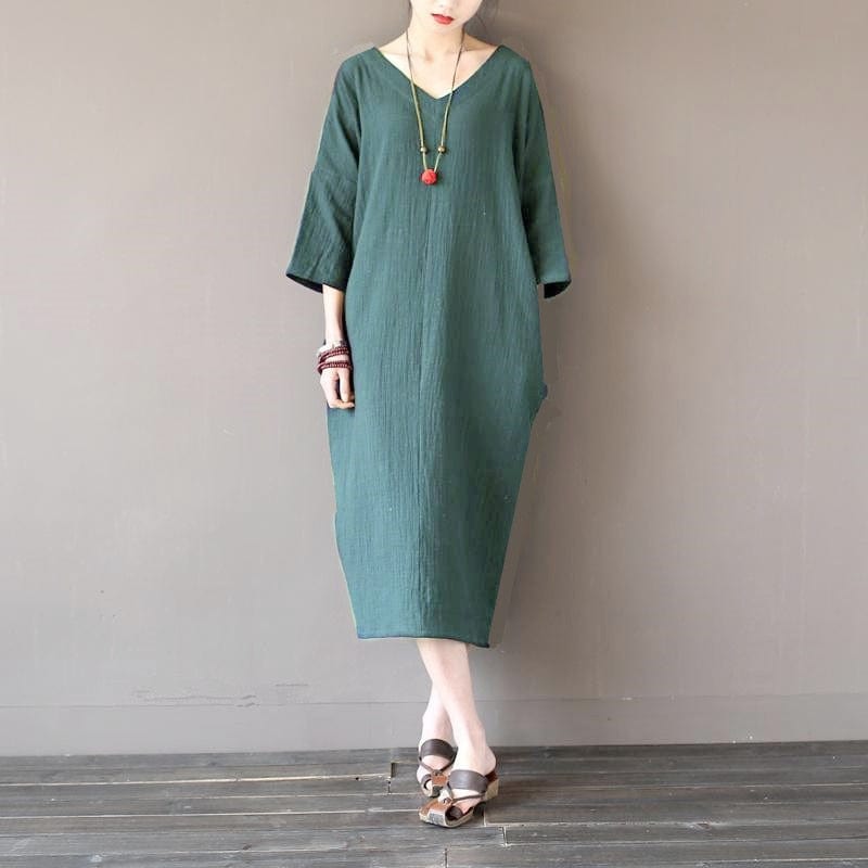 Tulip Cotton Linen Midi Dress | Zen