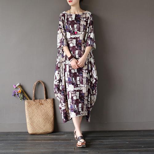 Art Inspired Cotton and Linen Maxi Dress