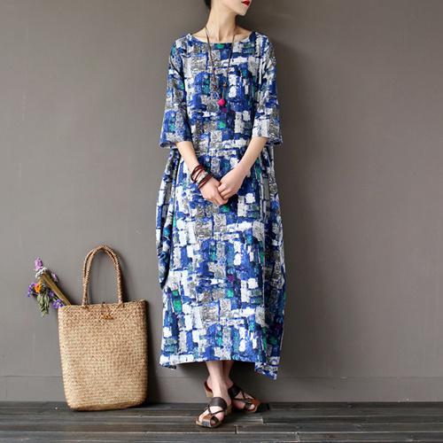 Art Inspired Cotton and Linen Maxi Dress