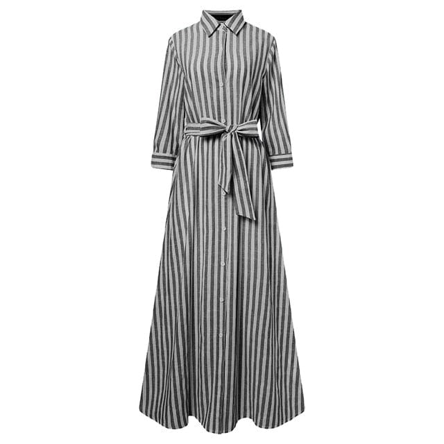 My Destiny Striped Maxi Shirt Dress