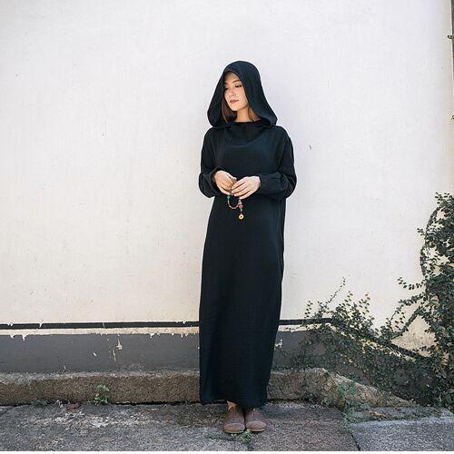 Hooded Linen Dress | Zen