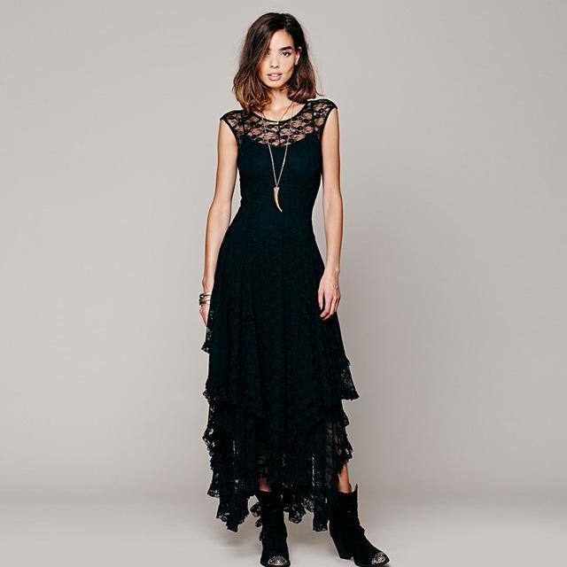 Layered Irregular Lace Bohemian Dress