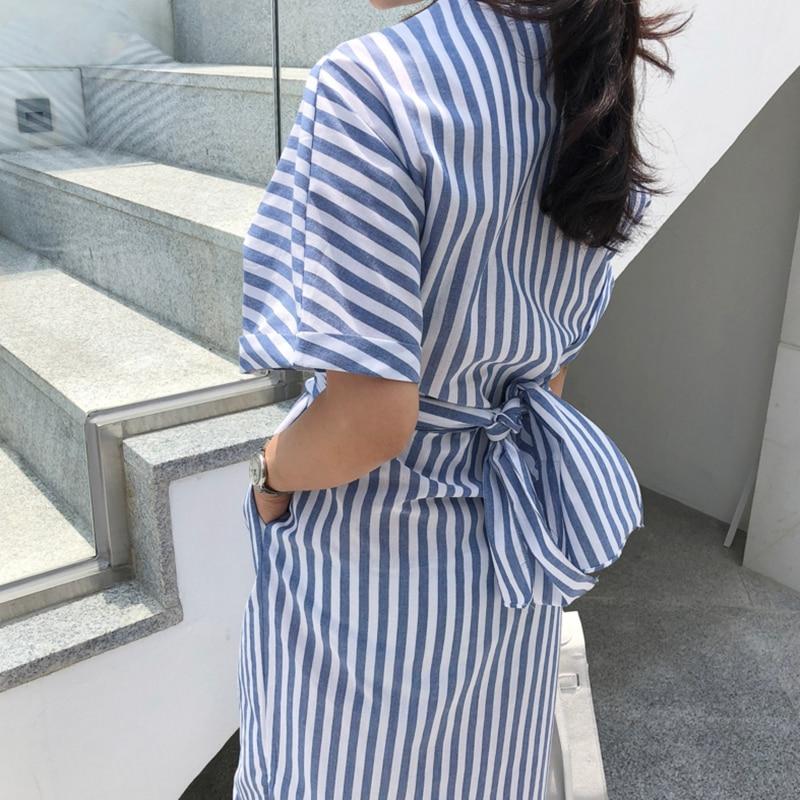 Blue and White Striped Bandage Dress