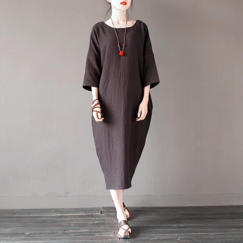 Tulip Cotton Linen Midi Dress | Zen