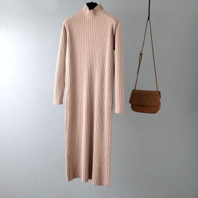 Jenna Solid Knitted Cotton Dress