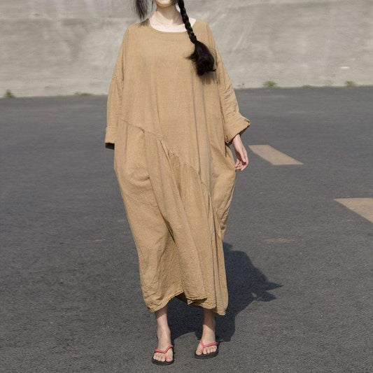 Long Sleeve Oversized Linen Maxi Dress | Lotus