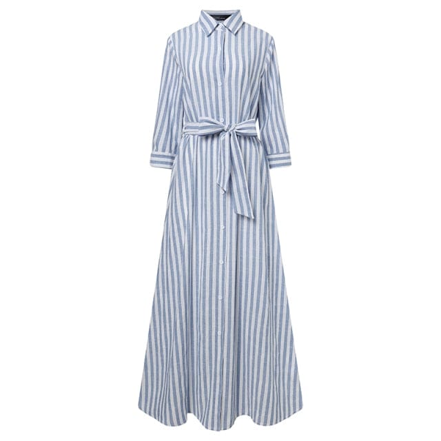 My Destiny Striped Maxi Shirt Dress