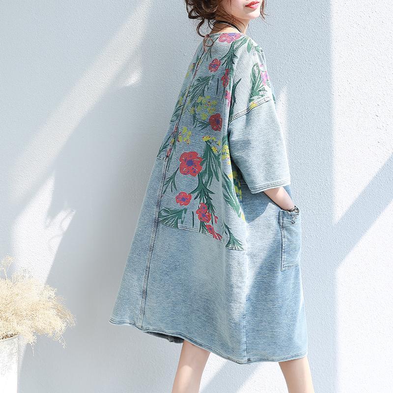 Loose Floral Printed Hippie Shirt Dress