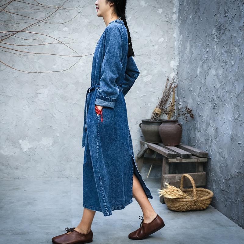 Loose A-line Vintage Denim Dress  | Zen