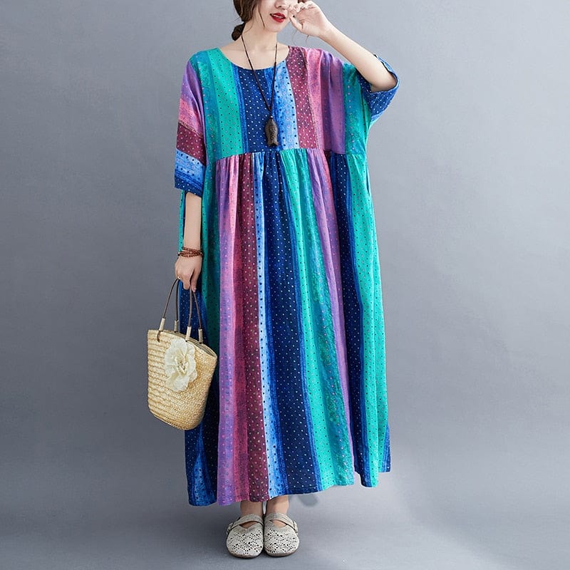 Oversized Watercolour Striped Dress