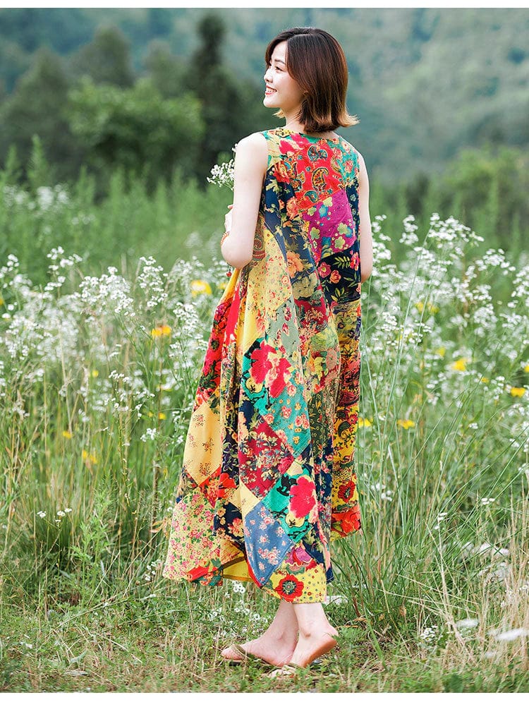 Patchwork Colourful Cotton Hippie Dress