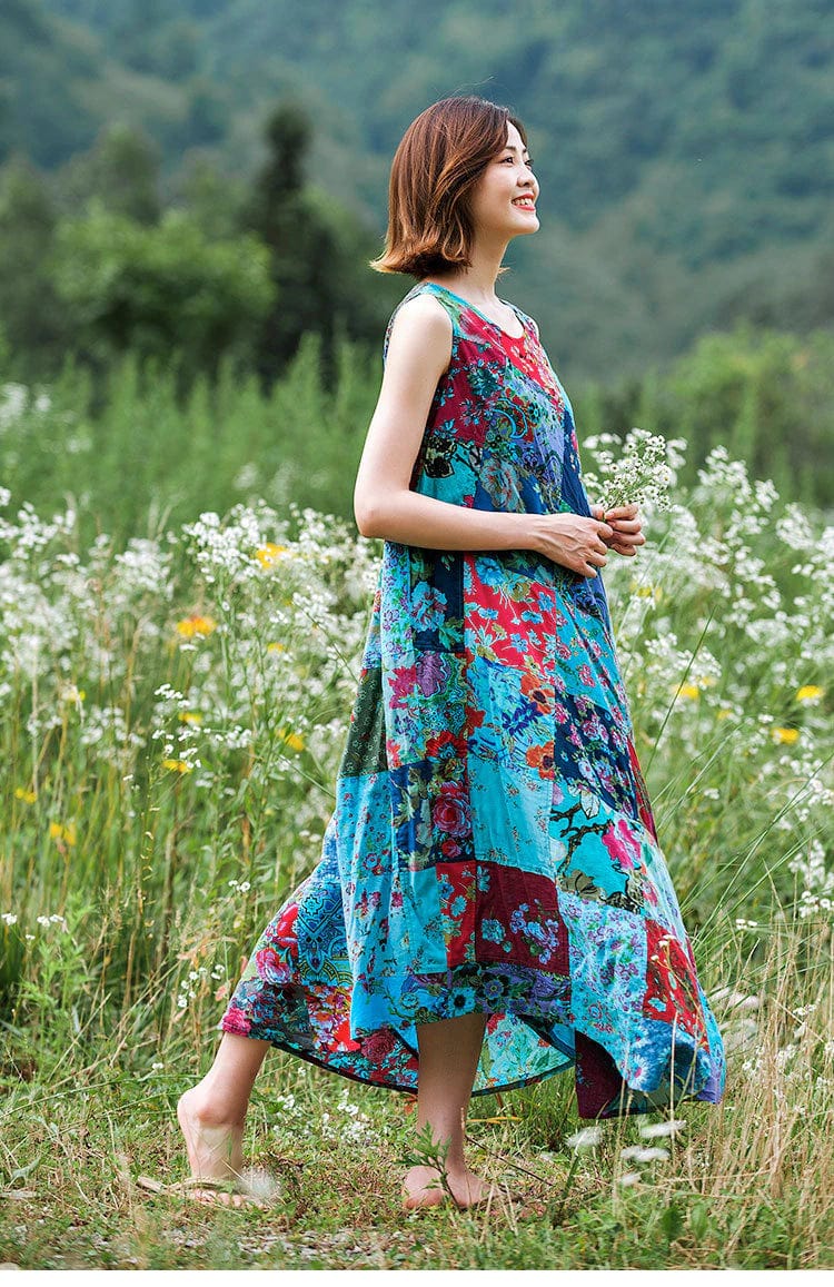 Patchwork Colourful Cotton Hippie Dress