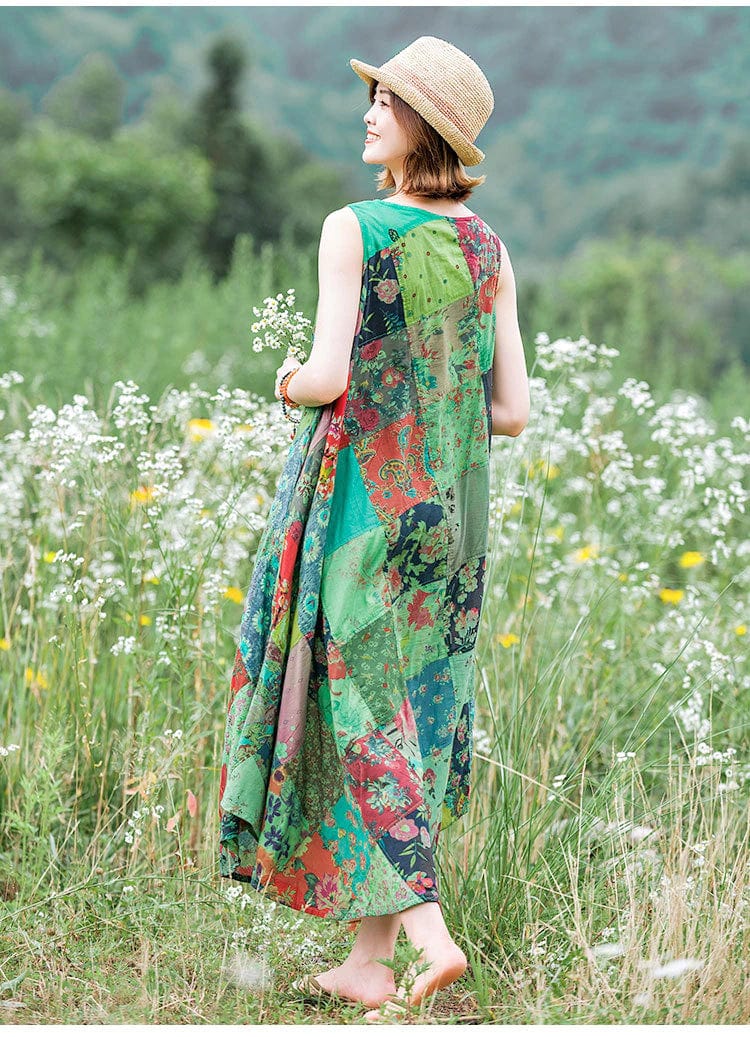 Patchwork Colourful Cotton Hippie Dress