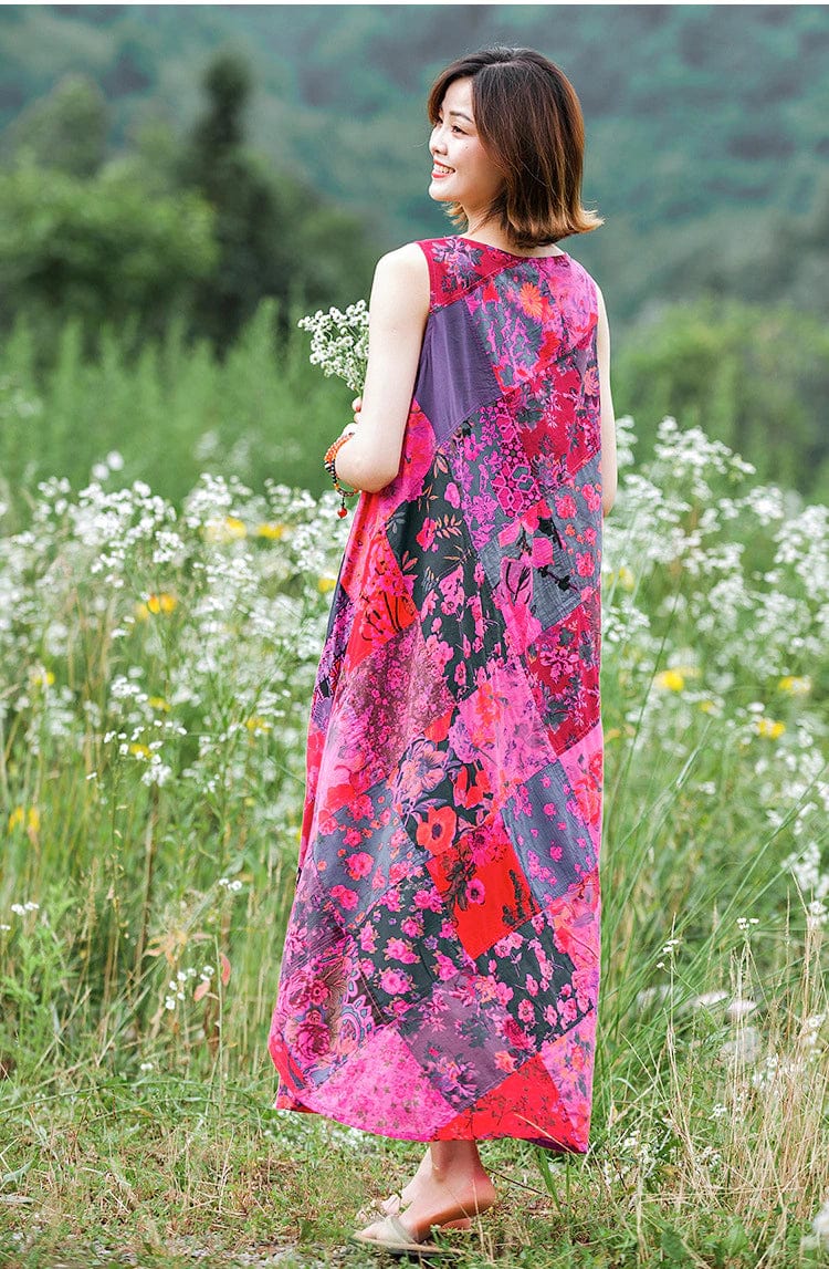 Patchwork Colourful Cotton Hippie Dress