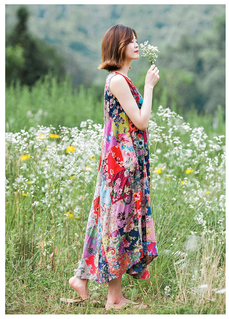 Patchwork Colourful Cotton Hippie Dress