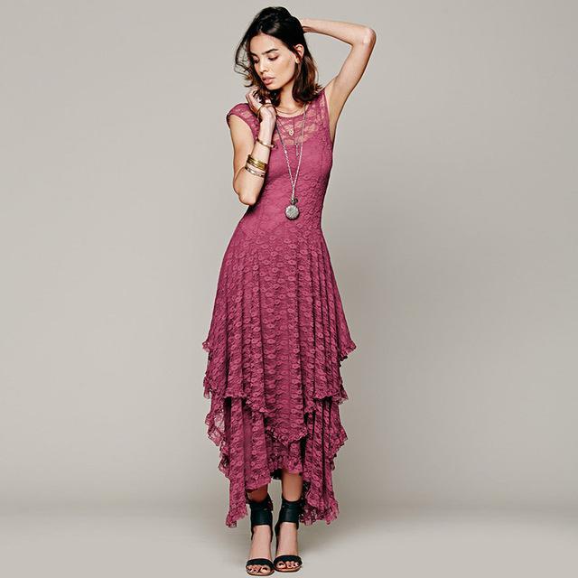 Layered Irregular Lace Bohemian Dress