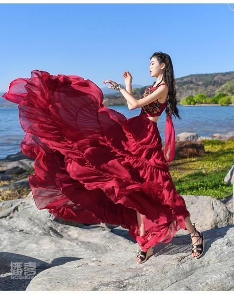 Red Bohemian Chiffon Maxi Dress | Mandala