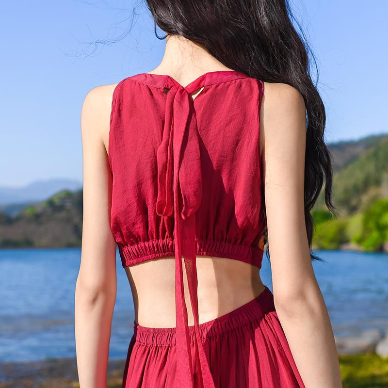Red Bohemian Chiffon Maxi Dress | Mandala
