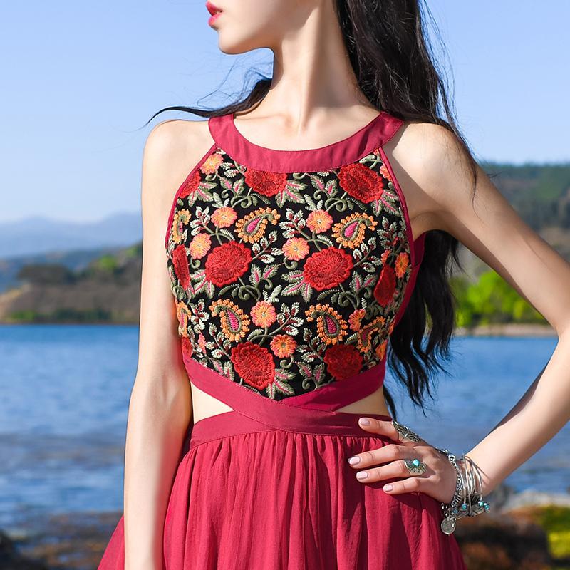 Red Bohemian Chiffon Maxi Dress | Mandala