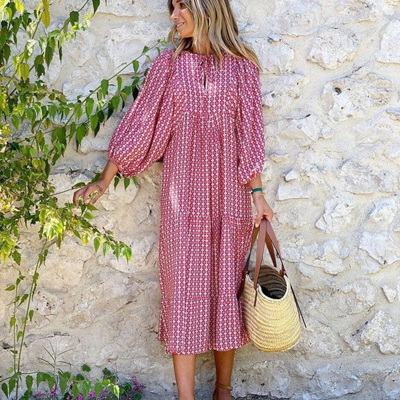 Nathaly Boho Puff Sleeves Dress